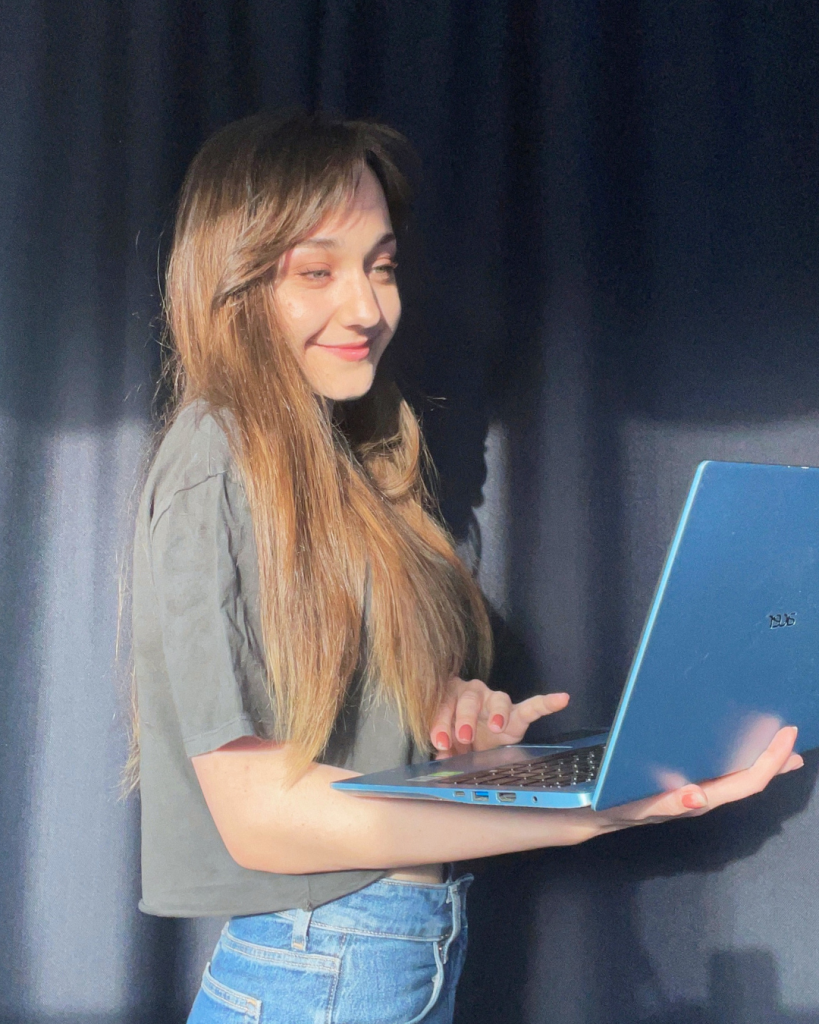 A woman with laptop